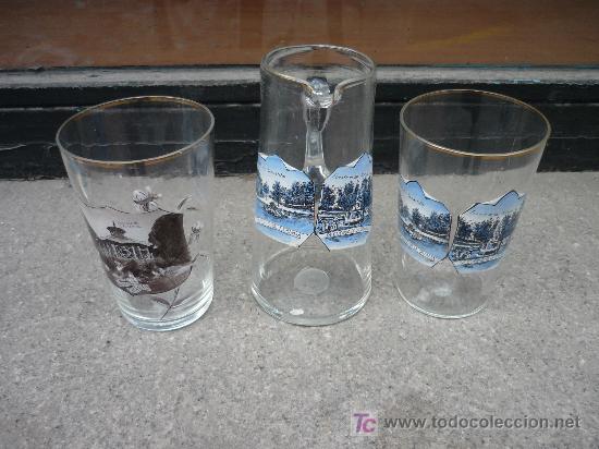 Antigüedades: Jarra y dos vasos de cristal de La Granja - Foto 2 - 16934072